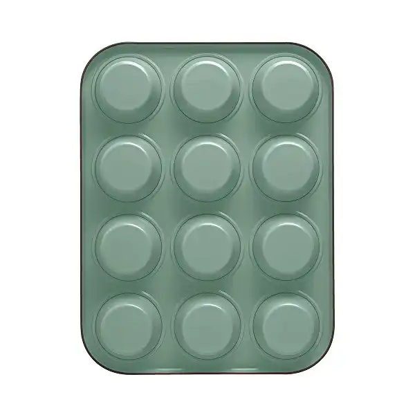 قالب المافن والكب كيك من جورديني، 12 كوب - اخضر، سبيكة صلب - الصورة 3