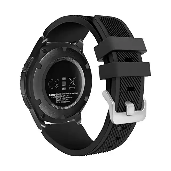 سوار بديل من اكسسوري مي متوافق مع ساعة سامسونج جالاكسي 3 45 ملم، 22 رياضي سريع الفك اسود، للكبار الجنسين - الصورة 3