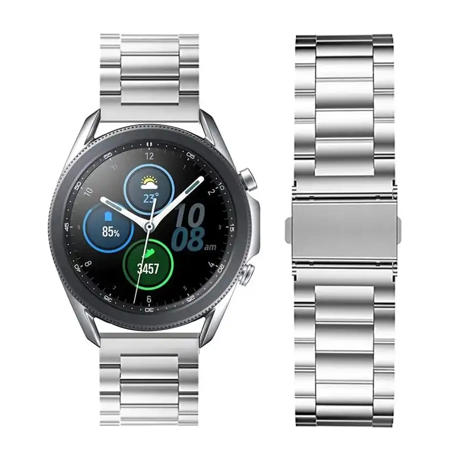 سوار معدني من الفولاذ المقاوم للصدأ لساعة سامسونج جالاكسي 46 ملم / هواوي GT2 / جير S3 / هونر ماجيك 2 / فوسيل - 22 ملم (لون فضي) - الصورة 3