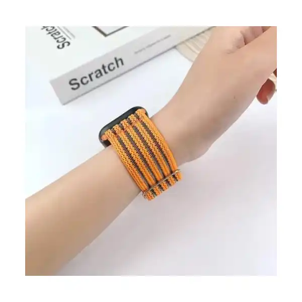 سوار ساعة نايلون بحلقة واحدة قابلة للتمدد من Next Store متوافق مع ساعة اي ووتش سيريس 1/2/3/4/5/6/7/8/9 و Ultra/Ultra 2/SE ، سوار معصم رياضي مرن مقاس 42/44/45/46/49 ملم - الصورة 3