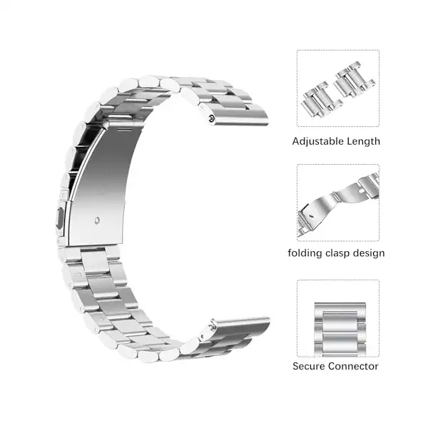 سوار معدني بديل بتصميم حديث من الفولاذ المقاوم للصدأ لساعة شاومي ريدمي 5 اكتيف/ريدمي ووتش 5 لايت من سينول، لون فضي - الصورة 3