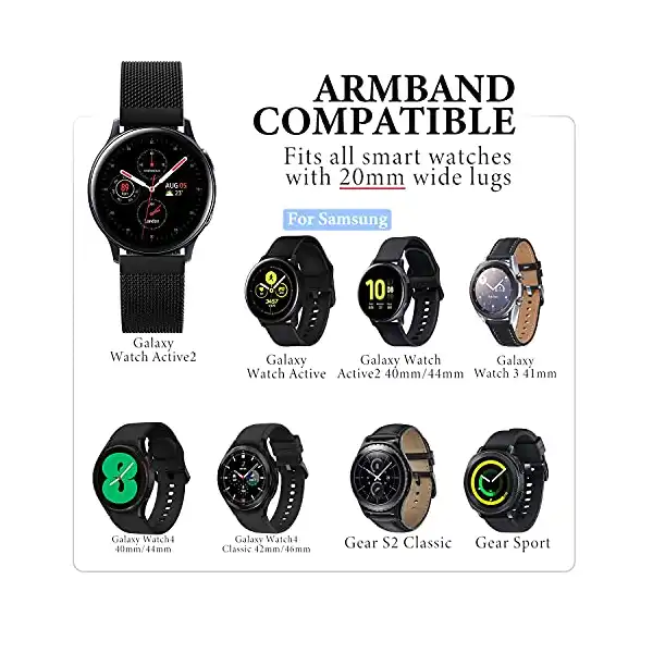 سوار ستانلس ستيل من ابزوس لساعة سامسونج جالاكسي اكتيف 2 مقاس 40 ملم و44 ملم، وساعة جالاكسي 3 مقاس 41 ملم/ وساعة جالاكسي مقاس 4 كلاسيك وجالاكسي ووتش 4، أسود - الصورة 3