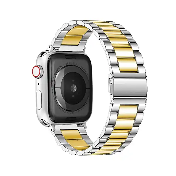 سوار ستانلس ستيل بديل متوافق مع ساعة اي ووتش 38 ملم، و42 و40 و44 و41 و45 سادة لساعة ابل اصدار 3-4-5-6- اس اي-7 للجنسين من ديليلي, 42mm-44mm-45mm ^ - الصورة 3