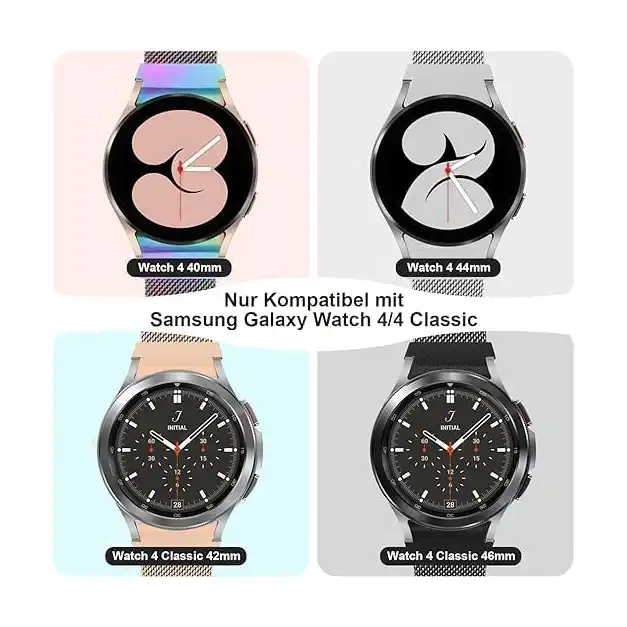 سوار ساعة كلاسيكي بديل شبكي معدني للرجال والنساء متوافق مع جالكسي 4 - 5 40 ملم 44 - برو 45 فضي من نكست ستور - الصورة 3