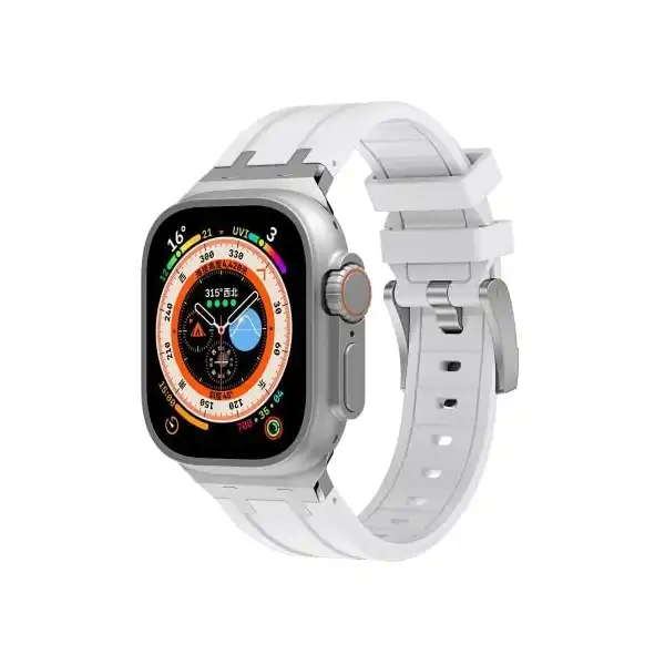 متوافق مع سوار ساعة T800 الترا للرجال والنساء سيليكون ناعم بتصميم جديد لسلسلة ساعات T800 - ابيض - الصورة 3