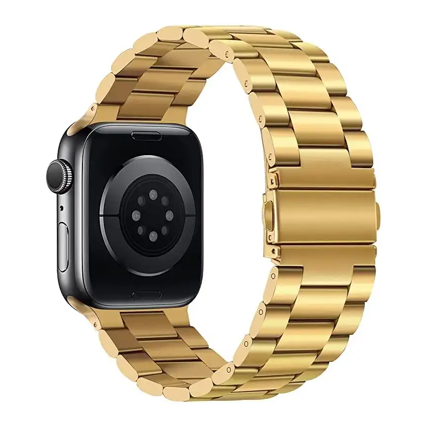 جراب ساعة من الستانليس مع سوار متوافق ابل 44 ملم وساعة اي ووتش السلسة 6-5-4-اس موبايلك ذهبي - الصورة 3