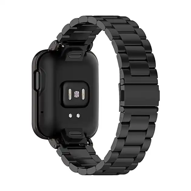 سوار ساعة 2 في 1 من الستانلس ستيل مع غطاء حماية معدني مغناطيسي لساعة مي ووتش لايت/ريدمي من موبايليك، اسود - الصورة 3