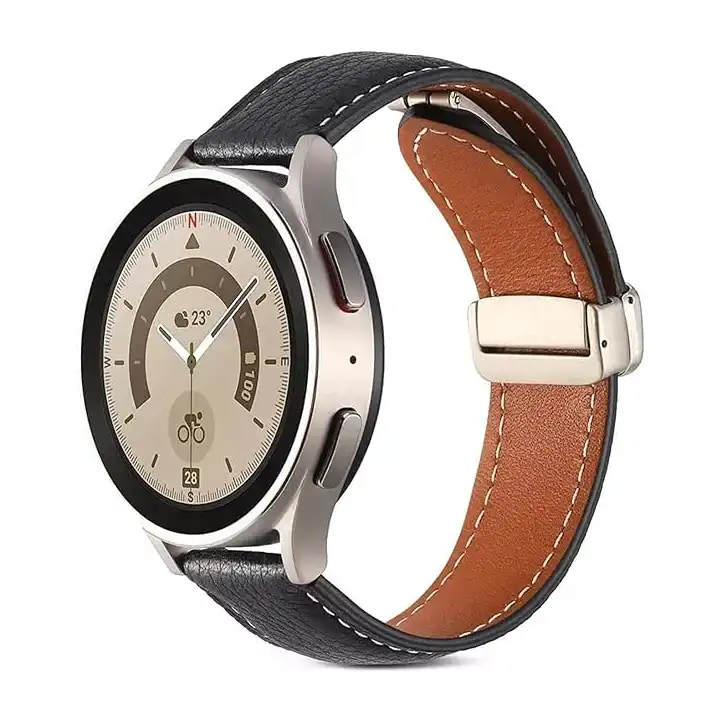 سوار جلد بمشبك مغناطيسي قابل للطي متوافق مع هواوي GT2 | GT2 برو | GT3 | GT3 | GT رانر سامسونج ووتش 3 45 ملم | جالاكسي جير S3 46 واميزفيت GTR2 | GTR3 | GTR4-من Next store - الصورة 3
