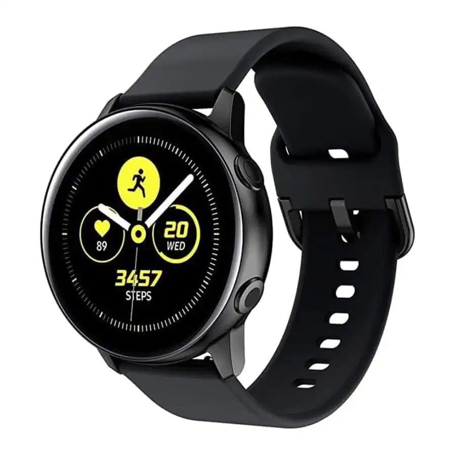 سوار سيليكون 20 ملم متوافق مع ساعة سامسونج جالاكسي 5 40/44 ملم - ووتش 5 برو 45 ملم، أسود، للجنسين البالغين من جينيريك - الصورة 3