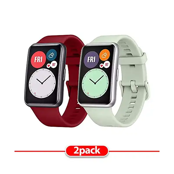 سوار بديل من السيليكون لساعة هواوي فيت من مارجون (قطعتان، أخضر مينت/نبيتي) - الصورة 3