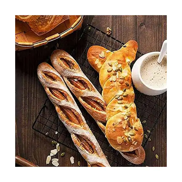 رفوف تبريد للخبز من المعدن غير لاصق، رف تحميص مصنوع اسلاك متشابكة، شبكة صغيرة والكيك والبسكويت والكوكيز لاسينج، عبوتين متعدد الألوان - الصورة 3