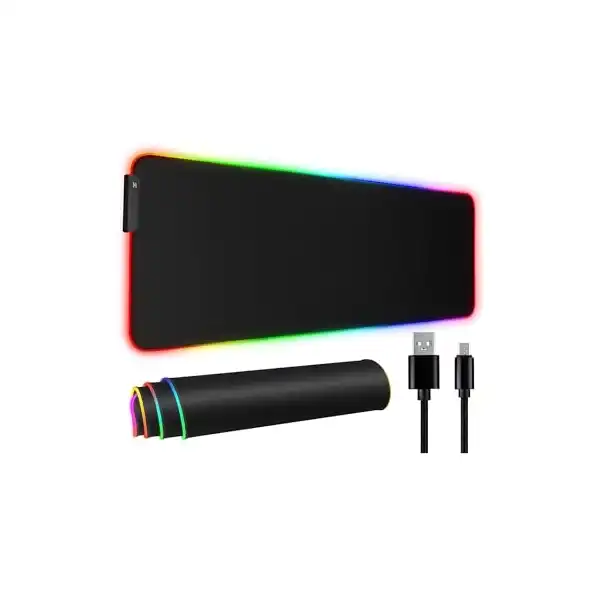 قاعدة ماوس كبيرة الحجم باضاءة ار جي بي رائعة.بوينت ، بسطح املس غير قابل للانزلاق، قاعدة مطاطية للماوس ولوحة المفاتيح 30×80 سم للالعاب - الصورة 3