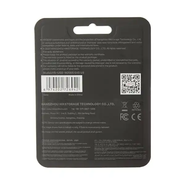 فلاش ميموري دوارة USB 3.0 سعة 64 جيجابايت من هيكسيمي، فضي/أسود، HS-USB-M200S 64G U3 - الصورة 3