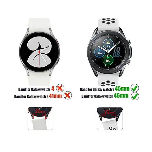 سوار ساعة متوافق مع ساعة سامسونج جالاكسي 3 45 ملم/ جالاكسي 46 ملم، جيرS3 فرونتير وكلاسيك، سوار سيليكون 22 ملم مزود بمسامات للتهوية سهل التحرير والفك، اكسسوارات للرجال والنساء من ايسوني - الصورة 3