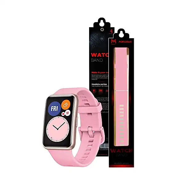سوار معصم بديل من السيليكون لساعة هواوي فيت من مارجون (بينك فاتح)، زهري فاتح - الصورة 3