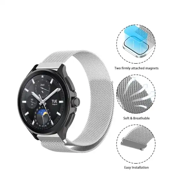 سوار ساعة بديل مغناطيسي معدني من سينول، مقاس 22 ملم - الصورة 3