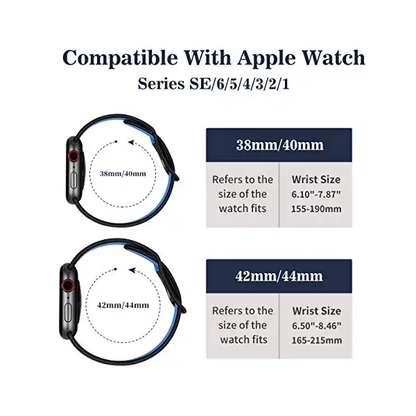 سوار ساعة سيليكون مرن بمسامات للتهوية من نيستو، يناسب النساء متوافق مع ساعة ابل 40 /38 /44 /42 ملم، سلسلة اي ووتش6/5/4/3/2/1، SE, 38mm/40mm، أسود وأبيض - الصورة 3
