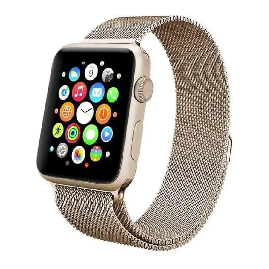 سوار ساعة من الفولاذ المقاوم للصدأ للساعات الذكية مقاس 42/44 ملم لساعة ابل - ذهبي - الصورة 3