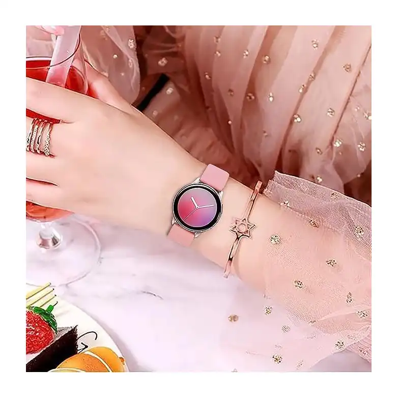 سوار ساعة بديل من السيليكون المتين الناعم 20 ملم متوافق مع امازفيت جي تي اس 2 ميني بيب يو جالكسي اكتيف سامسونج جالاكسي ووتش 4 بينك متعدد الألوان للبالغين الجنسين - الصورة 3