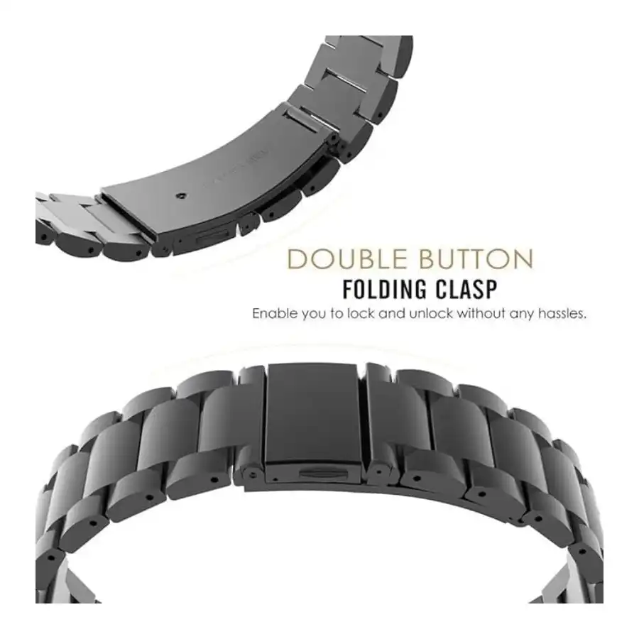 سوار بديل معدني من الفولاذ المقاوم للصدأ سريع الفك لساعة هواوي GT2e الذكية من بلوشو (أسود) - الصورة 3