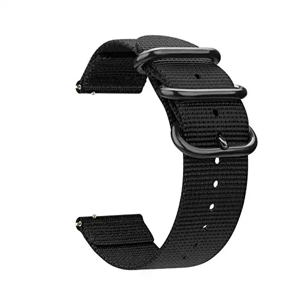 سوار نايلون 22 ملم متوافق مع ساعة سامسونج جالاكسي 3 45 ملم/ جالاكسي ووتش 46 ملم/ جير S3 كلاسيك/ فرونتير، سوار رياضي بديل من النايلون المنسوج الناعم 22 ملم - 2- أسود + رمادي - الصورة 3