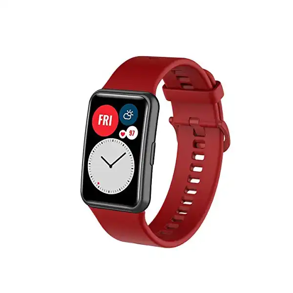 سوار ساعة سيليكون من دادو بديل متوافق مع هواوي فيت ووتش بالوان سادة احمر كريز للرجال. - الصورة 3