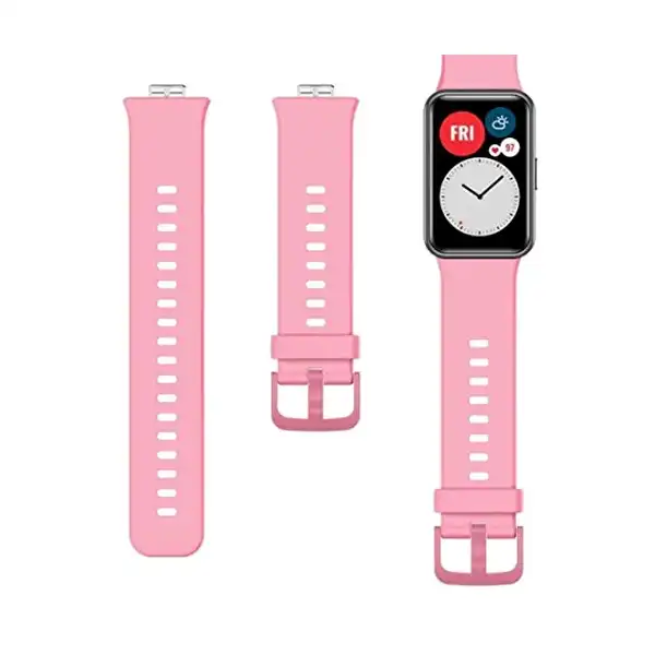 سوار سيليكون بديل متوافق مع ساعة هواوي فيت ووتش من دادو، بالوان سادة (بينك)، زهري، للرجال - الصورة 3