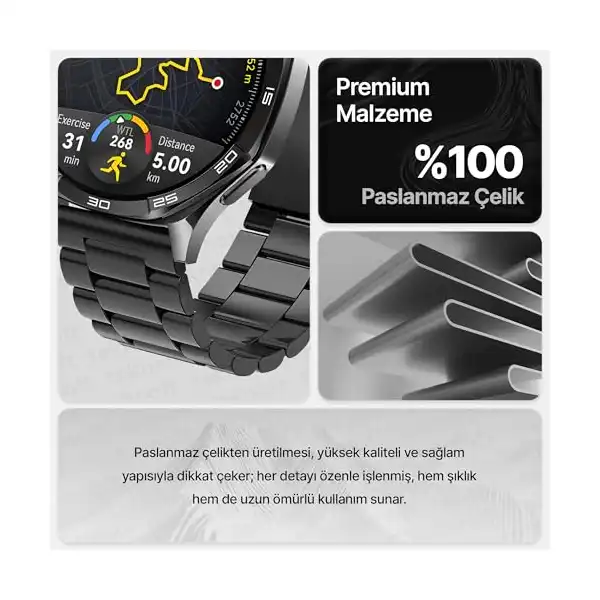 سوار ساعة فولاذ مقاوم للصدأ 46 ملم لساعة هواوي Gt - Gt2 - Gt2 برو - Gt3 - Gt3 وسامسونج جير S3 فرونتير - كلاسيك - جالاكسي ووتش 3 تيك من تيكنوفت مقاس 22 أسود - الصورة 4