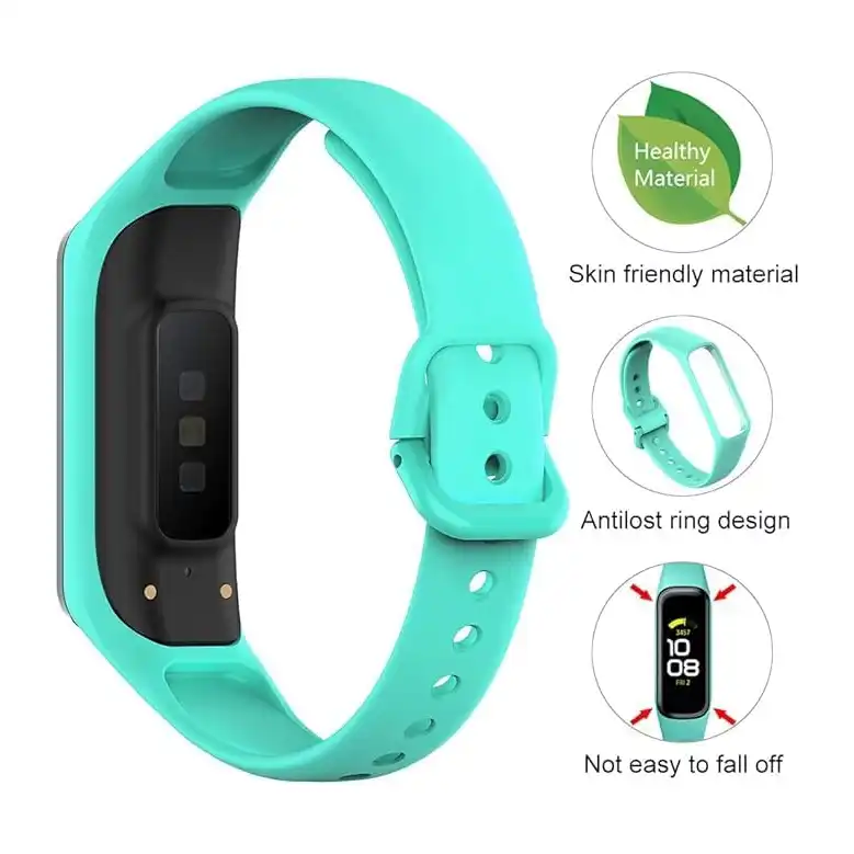 سوار بديل من السيليكون الناعم قابل للتعديل متوافق مع ساعة سامسونج جالاكسي فيت 2 (SM-R220) للنساء والرجال، من نكست ستور (تركواز)، متعدد الألوان - الصورة 4