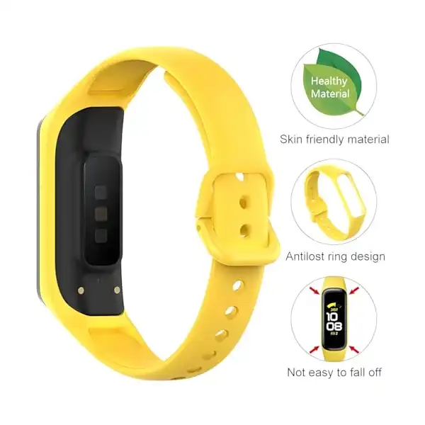 سوار ساعة بديل من السيليكون الناعم قابل للتعديل متوافق مع متتبع اللياقة البدنية سامسونج جالاكسي فيت 2 SM-R220 للنساء والرجال نيكست ستور أصفر - الصورة 4