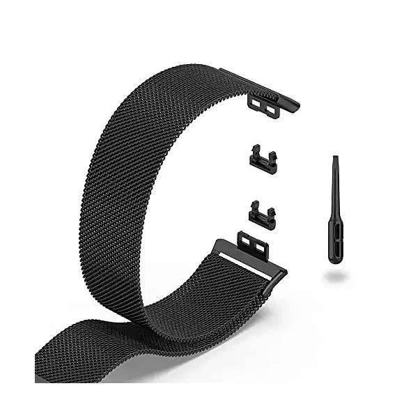 سوار شبكي من الفولاذ المقاوم للصدأ لساعة هواوي ووتش فيت من اورتون (لون أسود) - الصورة 4