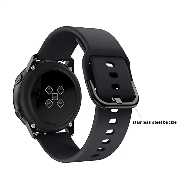 سوار ساعة من السيليكون من موبايليك، سوار ساعة رياضية مناسب لساعة جالاكسي اكتيف 2/ ووتش 3/ جير S4/ S2، اسود، 20 ملم، 20 ملم - الصورة 4