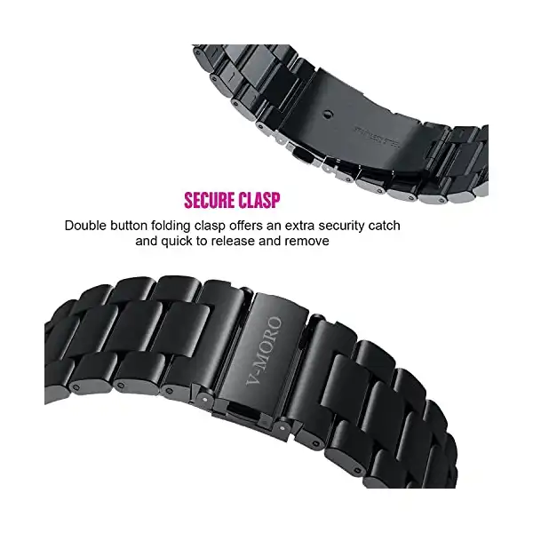 سوار متوافق مع ساعة سامسونج جالاكسي 4 40 ملم 44 ملم/جالاكسي 5 40 ملم 44 ملم/ برو 45 ملم، سوار لساعة اكتيف 2، سوار ساعة بديل من فولاذ مقاوم للصدأ مقاس 20 ملم لساعة جالاكسي 4 كلاسيك 42 ملم من في-مورو - الصورة 4