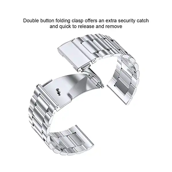 اساور من فيك ريور متوافقة مع امازفيت GTS / 2 ميني 2e 3 4 سوار بديل الستانلس ستيل الصلب لساعة بيب برو يو فضي - الصورة 4