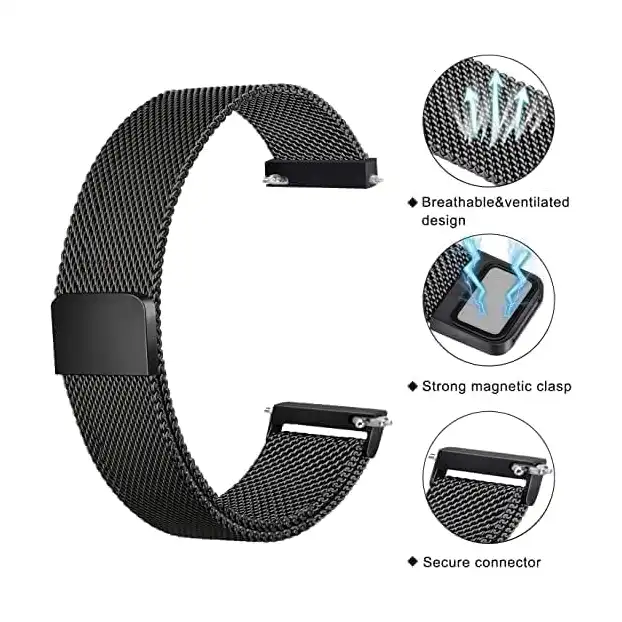 سوار بديل مغناطيسي من الفولاذ المقاوم للصدأ بحلقة ميلانو متوافق مع ساعة هواوي فيت 2، سوار رياضي سريع الفك لساعة هواوي فيت 2 - الصورة 4