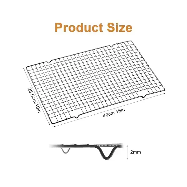 رف لتبريد الطعام، مجموعة من شبكتين متينتين من الفولاذ المقاوم للصدأ لتبريد الخبز 304، 40 × 25 سم، أساسية لكل محب للخبز - الصورة 4