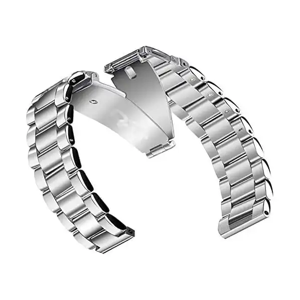 سوار بديل معدني سريع الفك من الستانلس ستيل متوافق مع ساعة سامسونج جالاكسي 3 45 ملم وساعة هواوي GT 2 46 جادجيت كوم فضي - الصورة 4