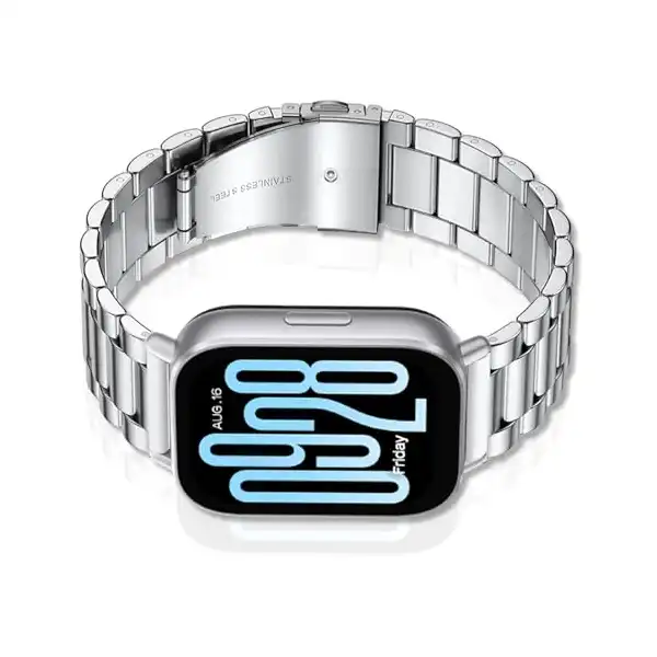 سوار معدني بديل بتصميم حديث من الفولاذ المقاوم للصدأ لساعة شاومي ريدمي 5 اكتيف/ريدمي ووتش 5 لايت من سينول، لون فضي - الصورة 4