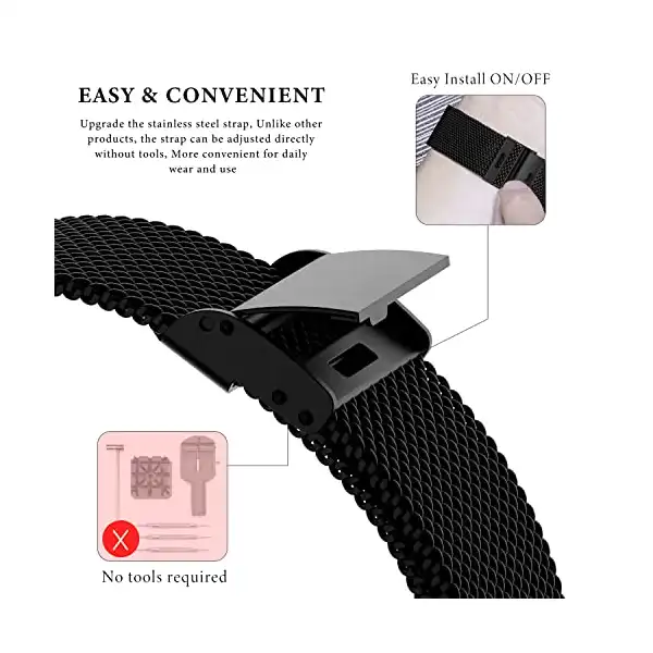 سوار ستانلس ستيل من ابزوس لساعة سامسونج جالاكسي اكتيف 2 مقاس 40 ملم و44 ملم، وساعة جالاكسي 3 مقاس 41 ملم/ وساعة جالاكسي مقاس 4 كلاسيك وجالاكسي ووتش 4، أسود - الصورة 4