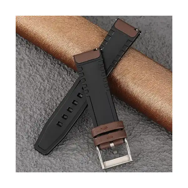 سوار ساعة من الجلد مع السيلكون 20 ملم متوافق مع ساعة امازفيت GTS من الجلد المرن للرجال والنساء . - الصورة 4