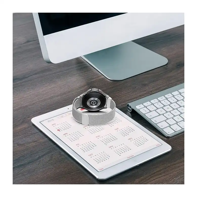 سوار ساعة كلاسيكي بديل شبكي معدني للرجال والنساء متوافق مع جالكسي 4 - 5 40 ملم 44 - برو 45 فضي من نكست ستور - الصورة 4