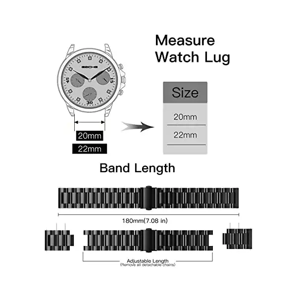 سوار ساعة 20 ملم من اوليسيزم متوافق مع جالاكسي 42 مصنوع الستانلس ستيل معدني قابل للتعديل لساعة سامسونج جير اس 2 كلاسيكجير سبورتاكتيفاكتيف 40 و44 هواوي ووتش للكبار الجنسين أسود. - الصورة 4