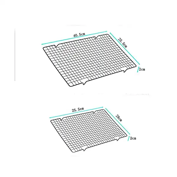 رفوف تبريد للخبز من المعدن غير لاصق، رف تحميص مصنوع اسلاك متشابكة، شبكة صغيرة والكيك والبسكويت والكوكيز لاسينج، عبوتين متعدد الألوان - الصورة 4