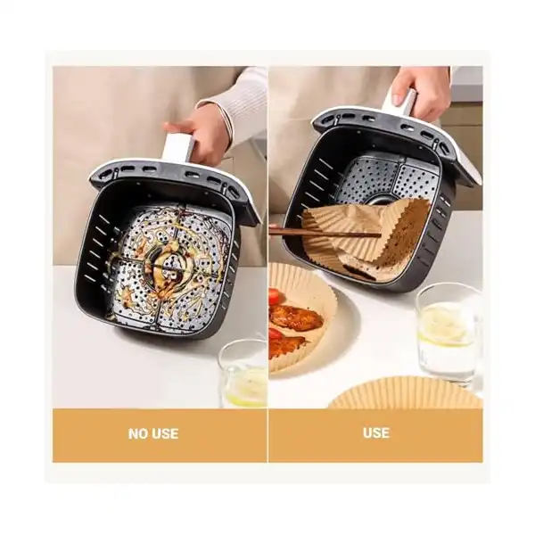 ورق زبدة طبيعي بيجوي بيل مستدير آمن غذائيا للمقلاة الهوائية للاستعمال مرة واحدة غير لاصق ومقاوم للزيت مناسبة للميكروويف (20 سم × 4.5 سم) - 100 قطعة - الصورة 4