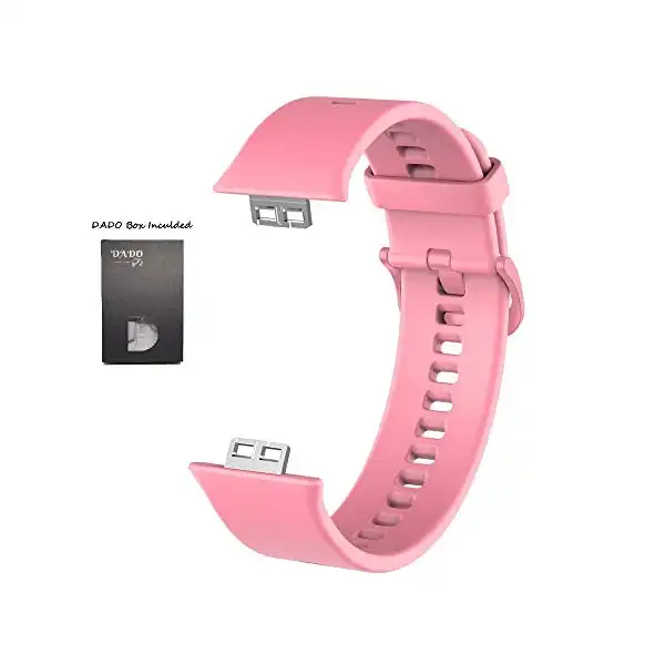 سوار سيليكون بديل متوافق مع ساعة هواوي فيت ووتش من دادو، بالوان سادة (بينك)، زهري، للرجال - الصورة 4
