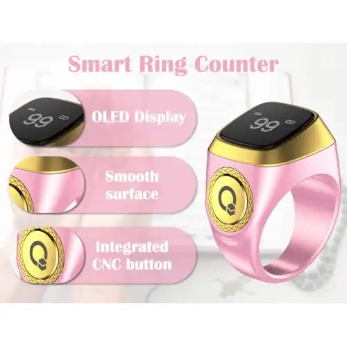 خاتم تسبيح ذكي مقاوم للماء للأذكار من اي قبلة، خاتم صلاة إسلامي، تذكير بتوقيت الصلاة، عداد للتسبيح، منتجات تكنولوجية قابلة للارتداء،