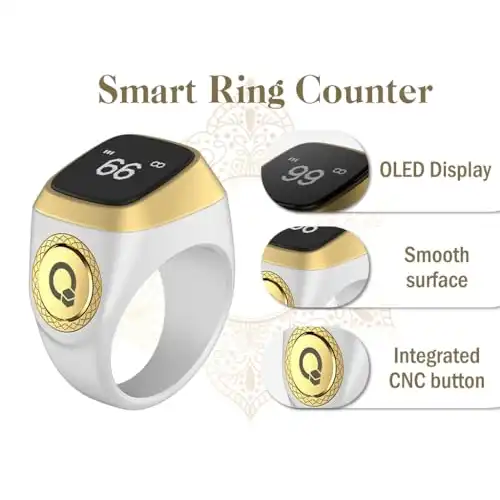 خاتم تسبيح ذكي مقاوم للماء للأذكار من اي قبلة، خاتم صلاة إسلامي، تذكير بتوقيت الصلاة، عداد للتسبيح، منتجات تكنولوجية قابلة للارتداء،