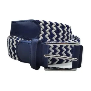 Elastic casual belt Navy-White Zigzag