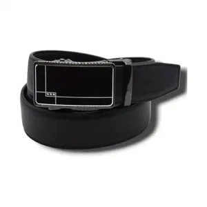 صندوق حزام جلد كلاسيكي للرجال بلون اسود MC21 (130 سم)