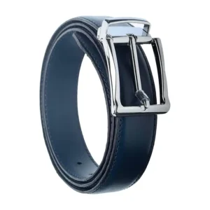 حزام كلاسيك من الجلد الطبيعي للرجال من داكوتا، كاهلا، طول 1.40 متر، موديل 7709-4، كحلى